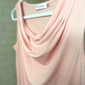 Calvin Klein draped neck tank. Pale pink, size S Rarely worn, some stretch.